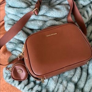 TwelveLittle Luxe Crossbody / Diaper Clutch – Toffee Vegan Leather + Charm
